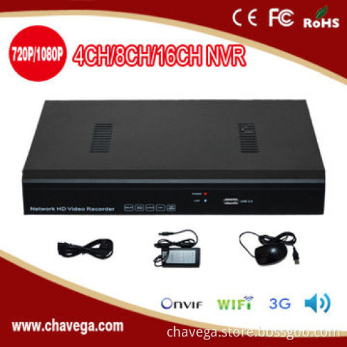 720P H.264 4-channel NVR with Dual-stream, Support ONVIF/Wifi/3G